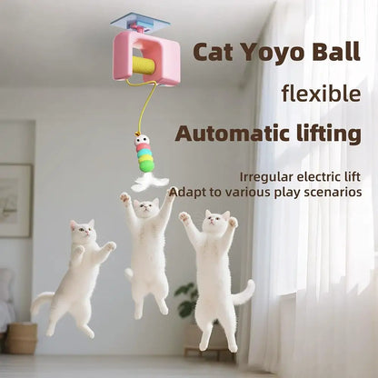 Cat Scratching Rope Feather Funny Kitten Playing Game Interactive Toy Retractable Hanging Door Mouse Catnip Scratch Rope Toy