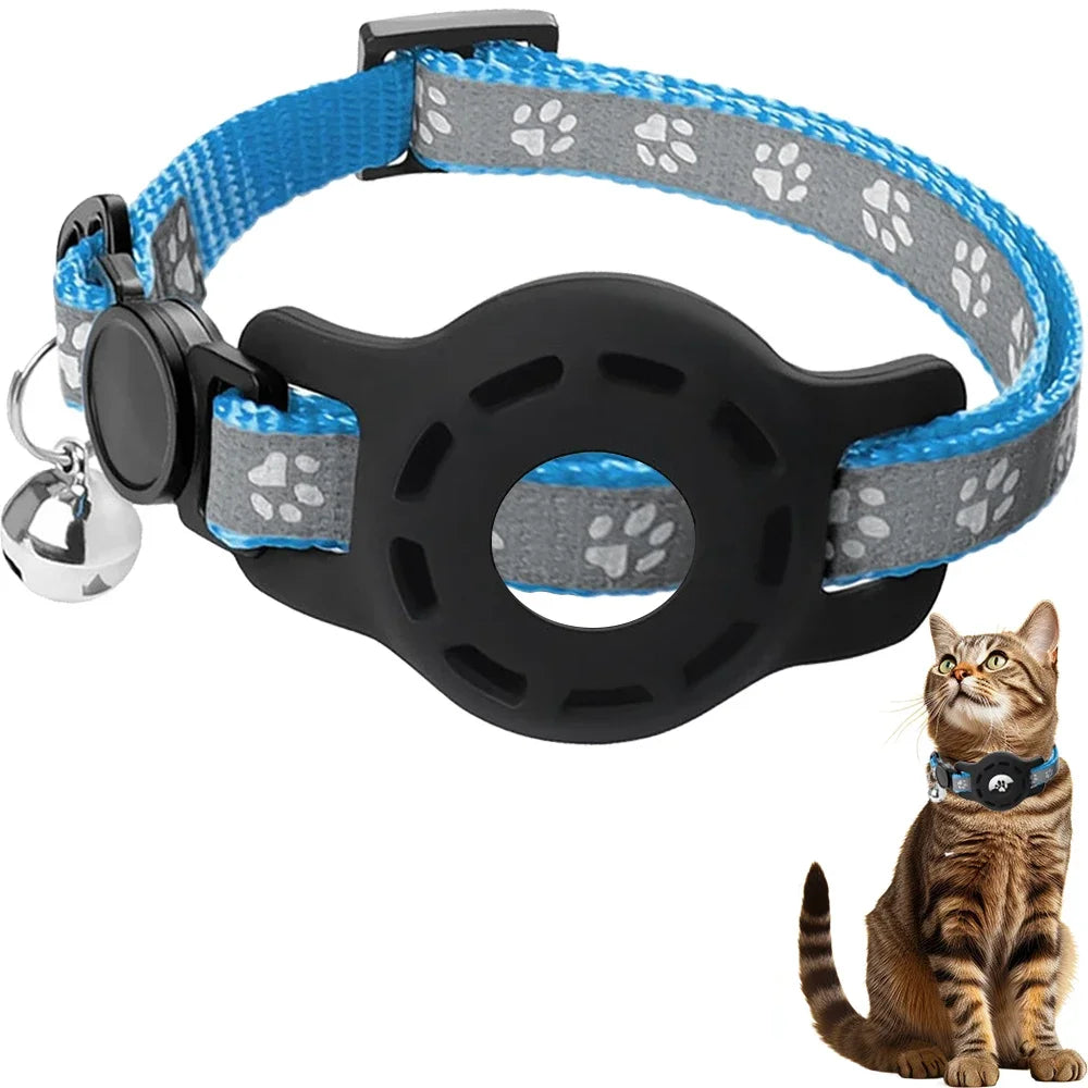 Airtag Cat Collar with Bells, Safety Buckle Cats Collar with Airtag Holder, Anti-Lost Cat Collars for Girl Boy Cats Kitty Puppy