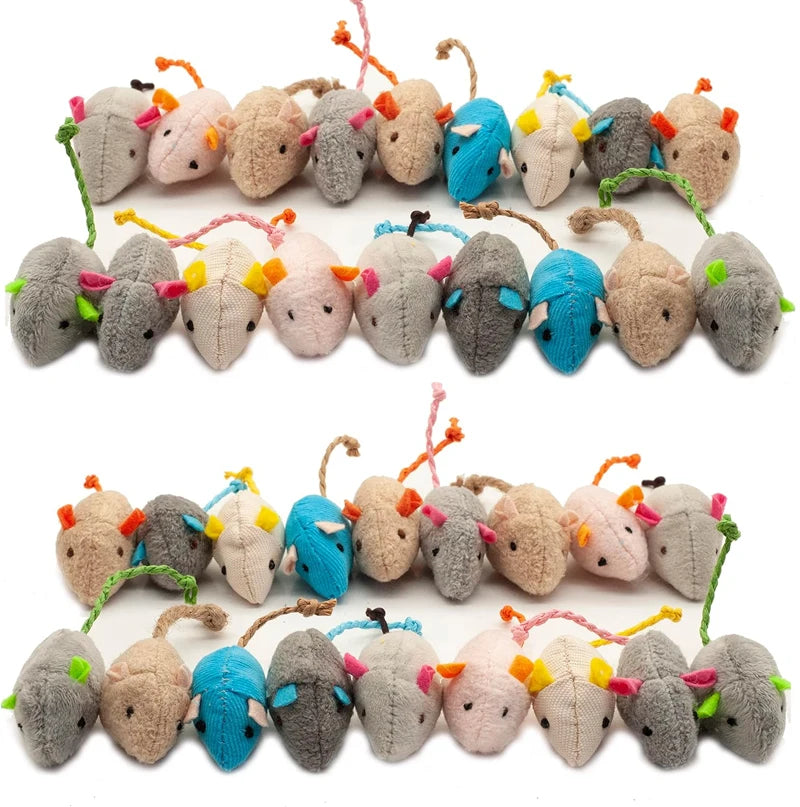 3/200Pcs Rattle Cat Mouse Toys Also Prefilled Catnip Faux Fur Cat Mice Toys Interactive Cat Game Catnip Toys for Indoor Cats Toy