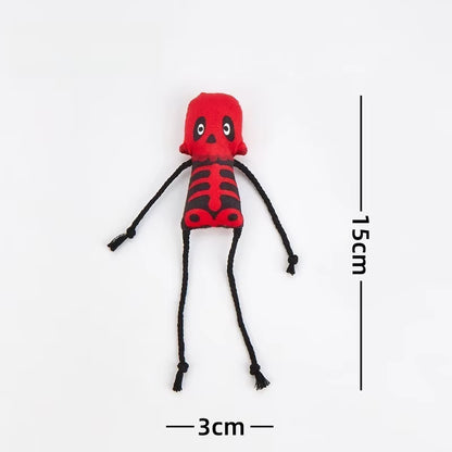 Catnip Plush Cat Toys Halloween Skeleton Design Cats Dogs Interactive Toys with Rope Limbs Cute Pet Resistant to Bites Fun Toys