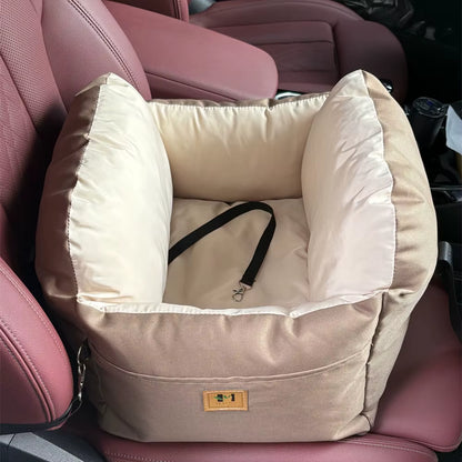 Portable Dog Car Seat Bed Booster Washable Home Cat Nest with Storage Pockets Soft Nest for Small Dogs and Cats Puppy Carrie