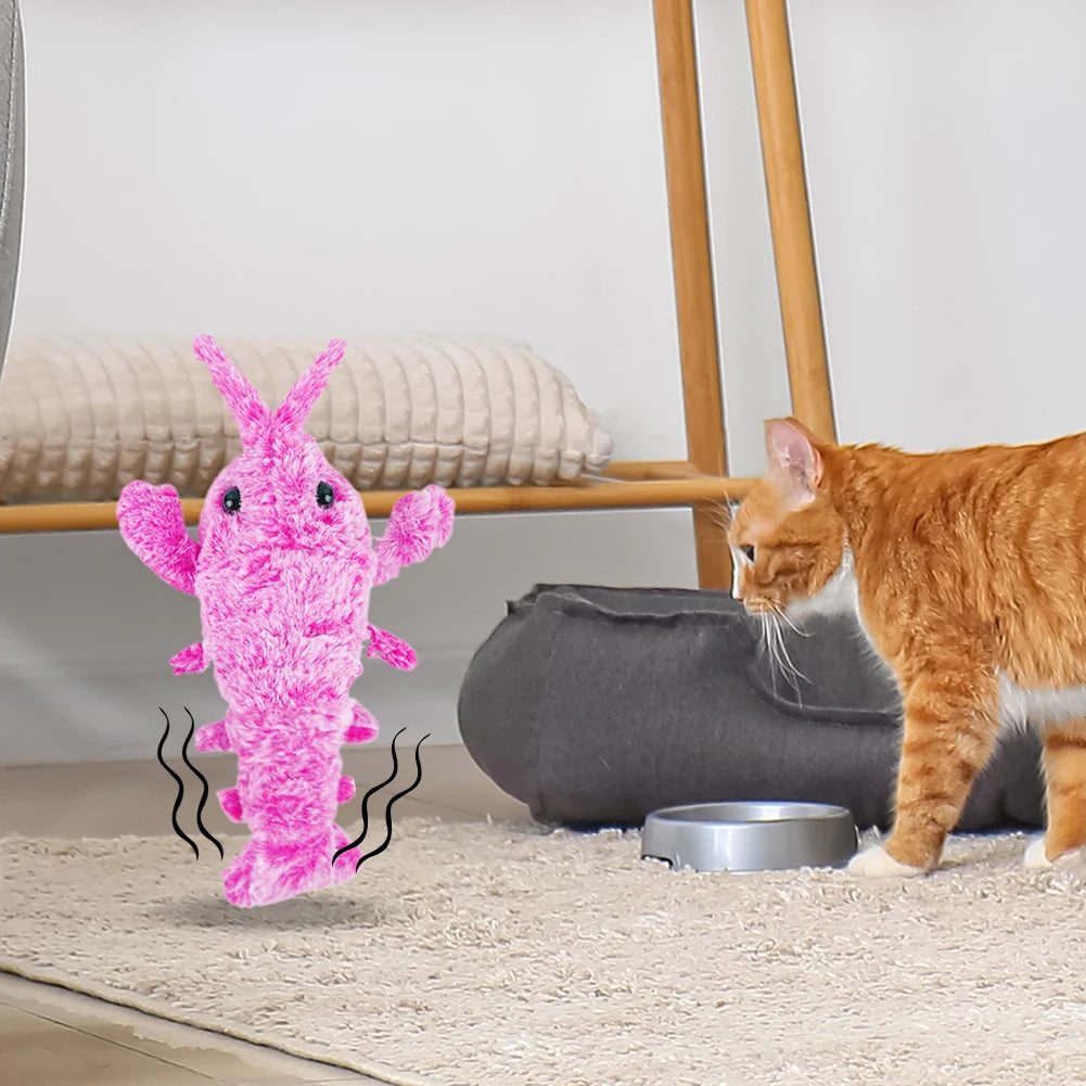 USB Charging Floppy Lobster Cats Toy Cute Interactive Shrimp Dog Toys Washable Electric Dancing Lobster Toy Pet Supplies