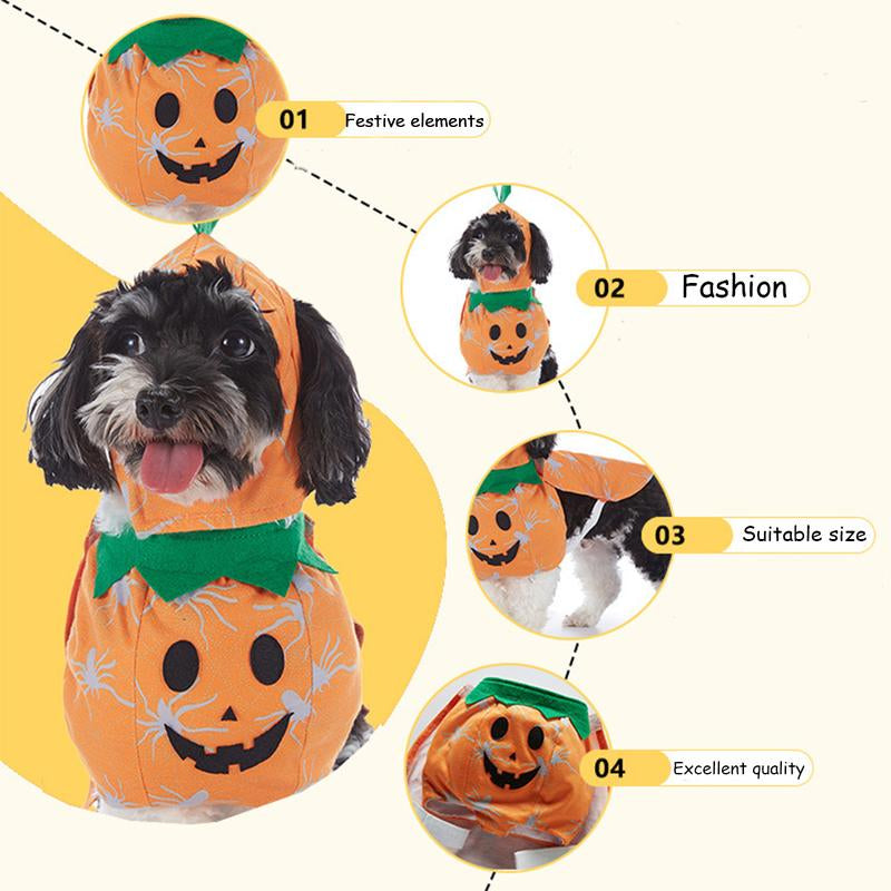 Pet Luv Halloween Costume Cotton Pumpkin Cosplay Clothes for Small Dogs & Cats Adorable T-Shirt Cozy Fall Sweaters Winter Costumes Easy Wear Party Fun