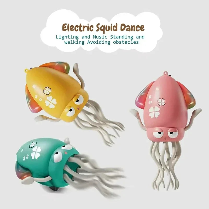 Electric Dancing Squid Toy Crawling Dancing Automatic Obstacle Avoidance Octopus Sensor Toy with LED Lights & Music