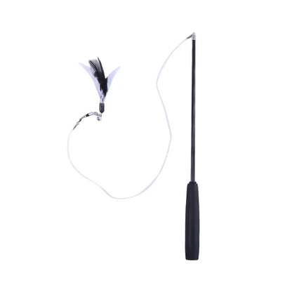 Interactive Cat Feather Toy Feather Teaser Stick Wand Pet Retractable Feather Bell Refill Replacement Catcher Product for Kitten