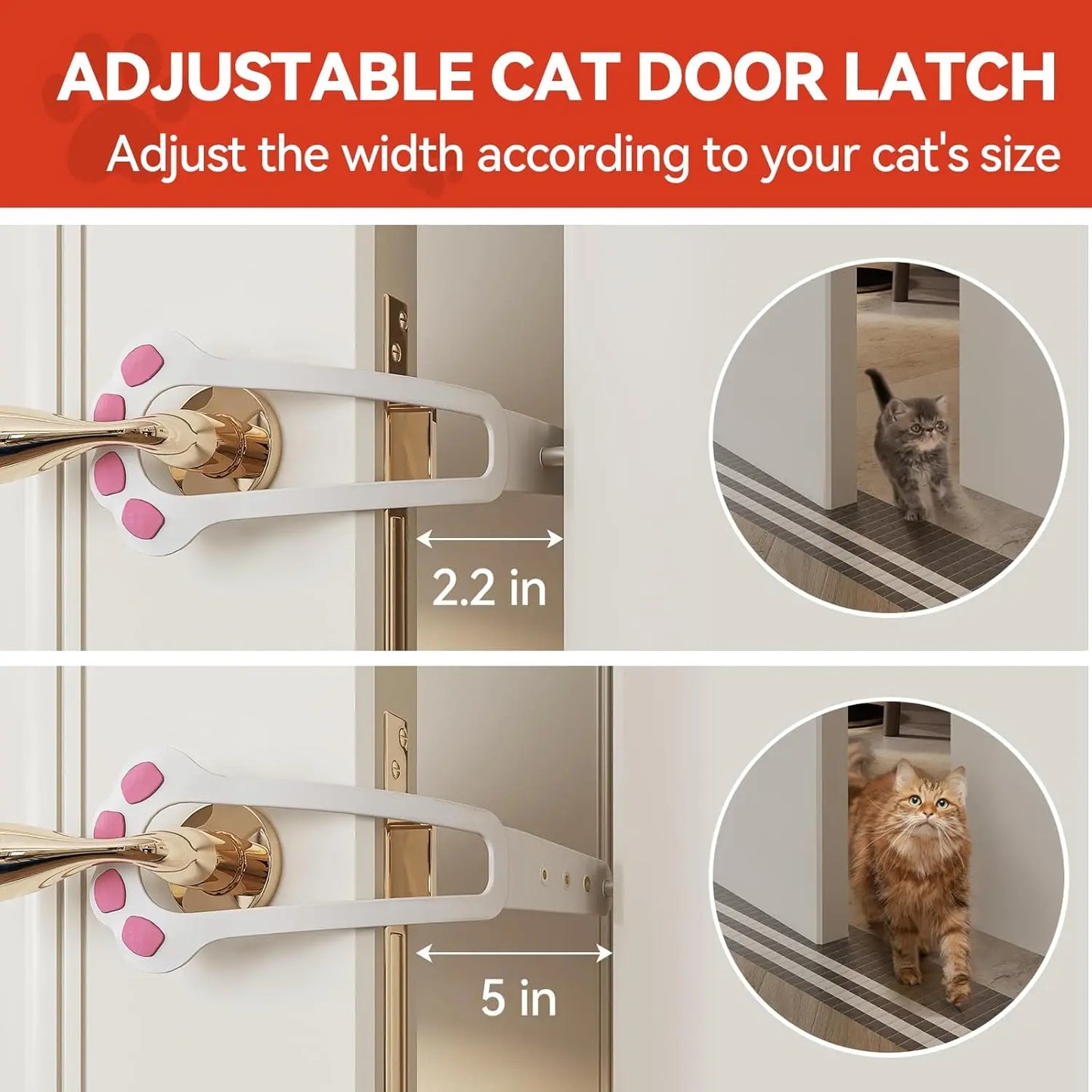 Cat Door Holder Latch Adjustable Dog Door Stopper Elastic Gate Lock Flex Latch Strap Keep Dog Out from Entering Pet Gate Supply