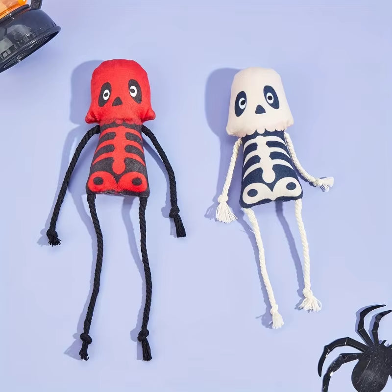 Catnip Plush Cat Toys Halloween Skeleton Design Cats Dogs Interactive Toys with Rope Limbs Cute Pet Resistant to Bites Fun Toys
