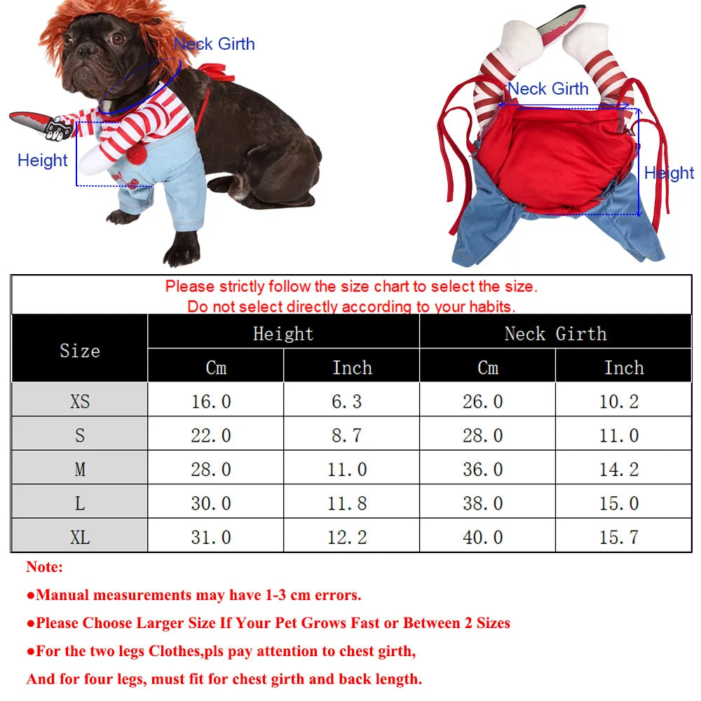 Funny Dog Clothes Halloween Costume for Small Medium Large Dogs Festival Knife Holding Puppy Cosplay Suit Party Gift Pet Apparel