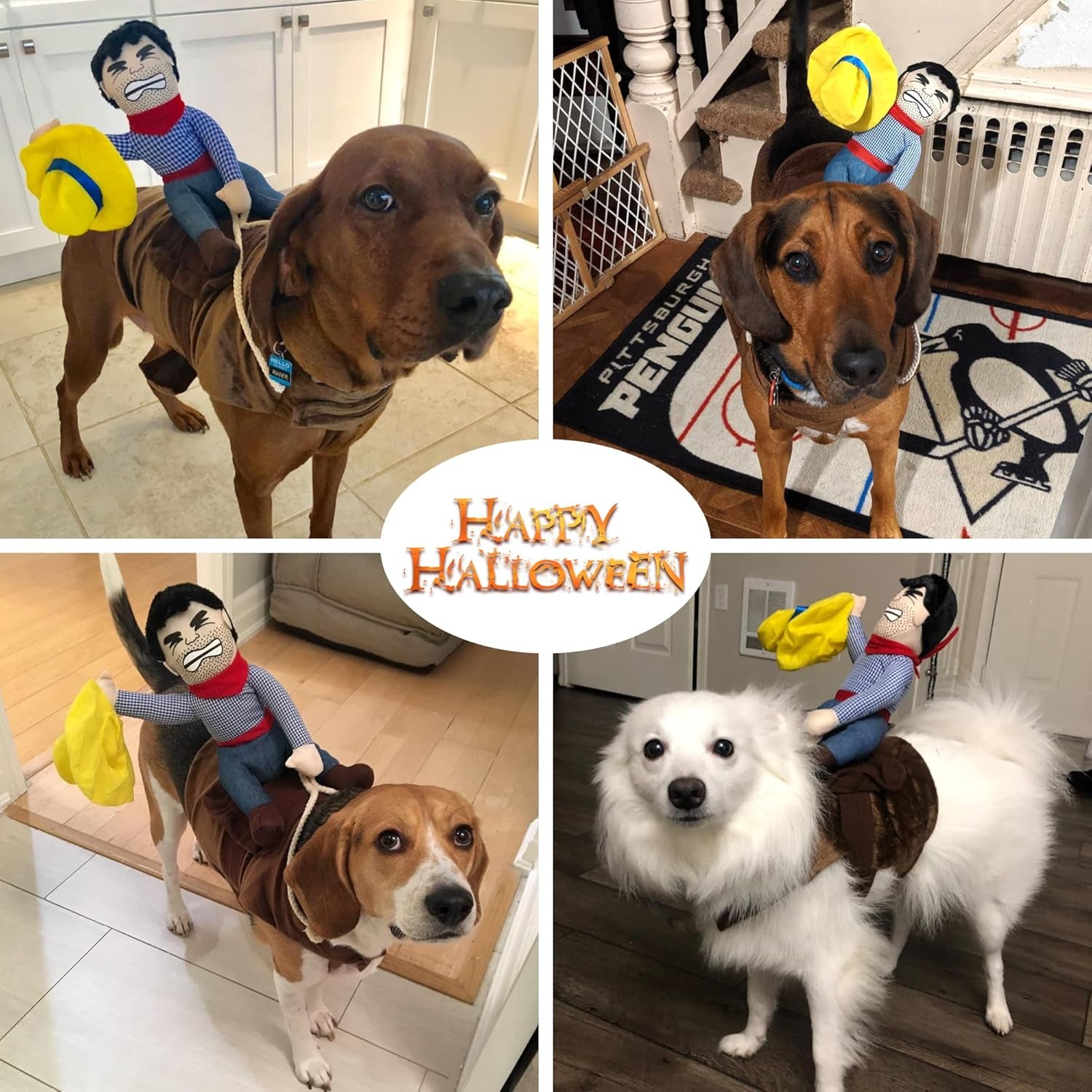 Dog Halloween Costume Funny Dog Cowboy Riding Costume Pet Costume Cat Suit Cowboy Rider Style for Small Medium Large Dogs (Cowboy, Medium)