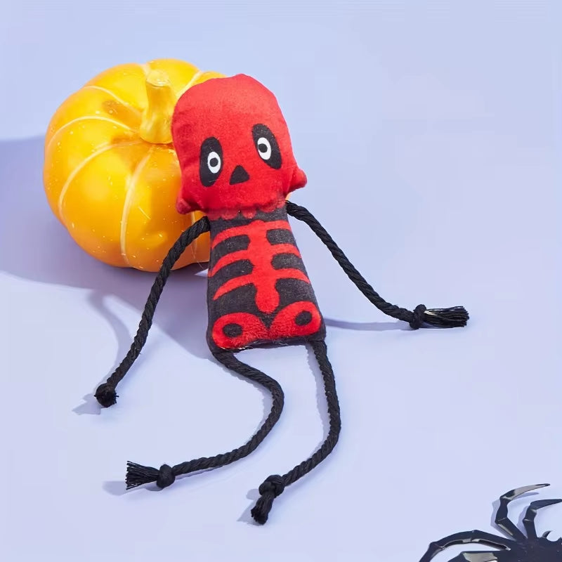 Catnip Plush Cat Toys Halloween Skeleton Design Cats Dogs Interactive Toys with Rope Limbs Cute Pet Resistant to Bites Fun Toys