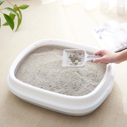 Small Cat Litter Box for Kittens Oval Shape Heavy Duty PP Plastic Anti-Tracking Covered Tray with Step-On Rim