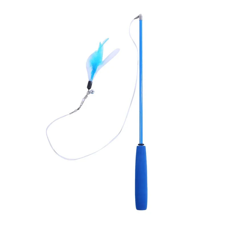 Interactive Cat Feather Toy Feather Teaser Stick Wand Pet Retractable Feather Bell Refill Replacement Catcher Product for Kitten