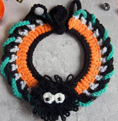 Halloween Pet Scarf Collar Bib Drool Towel Cat and Dog Decoration Halloween Yarn Funny Outfit Ghost Festival Hand-Woven Collars