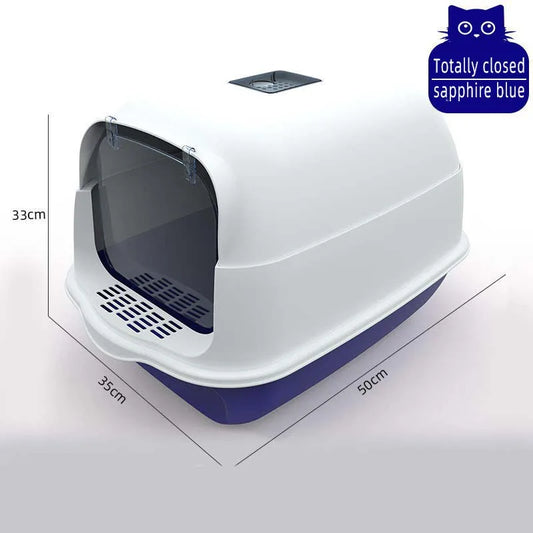 Pet Litter Box Fully Enclosed Spillproof Deodorant Cat Toilet Two-Way Shovel Large Capacity Cat Toilet Litter Box Closed Sandbox
